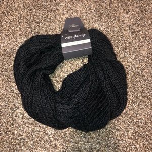 NWT West Elm Black knit Scarf and Hat Set